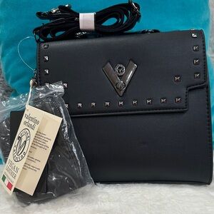 Valentino Orlandi Black Crossbody Bag with Studs